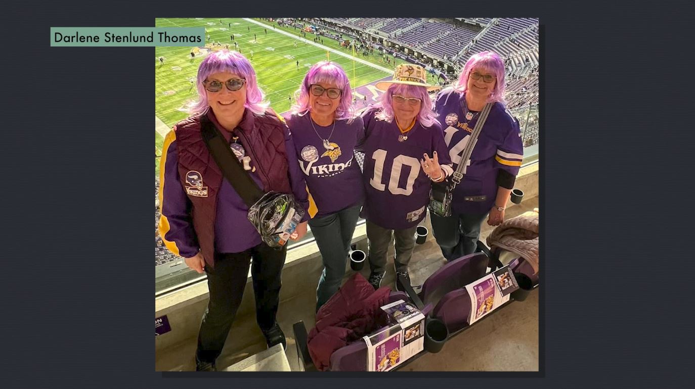Four women at the Vikings game