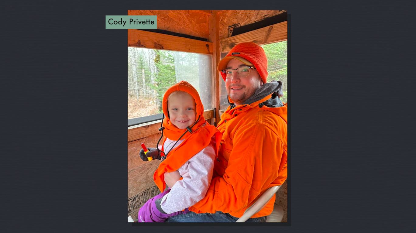 Cody Privette and his daughter Ellie in the deer stand