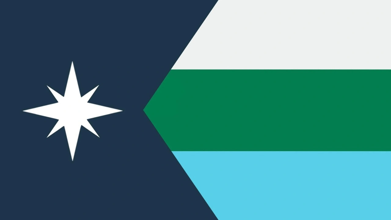 The final base design for the new state flag, as chosen by the State Emblems Redesign Commission on Dec. 15, 2023. (State Emblems Redesign Commission)