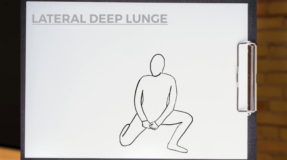 A sketch of a person doing a deep lunge