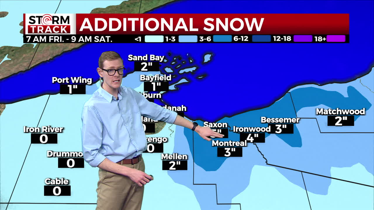 Brandon showing forecast snow amounts for the South Shore
