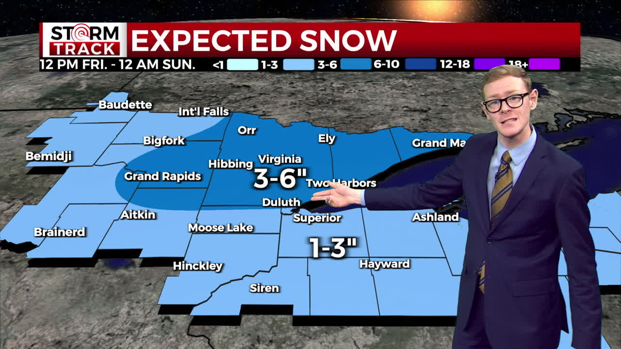 Brandon showing a map of expected snow amounts