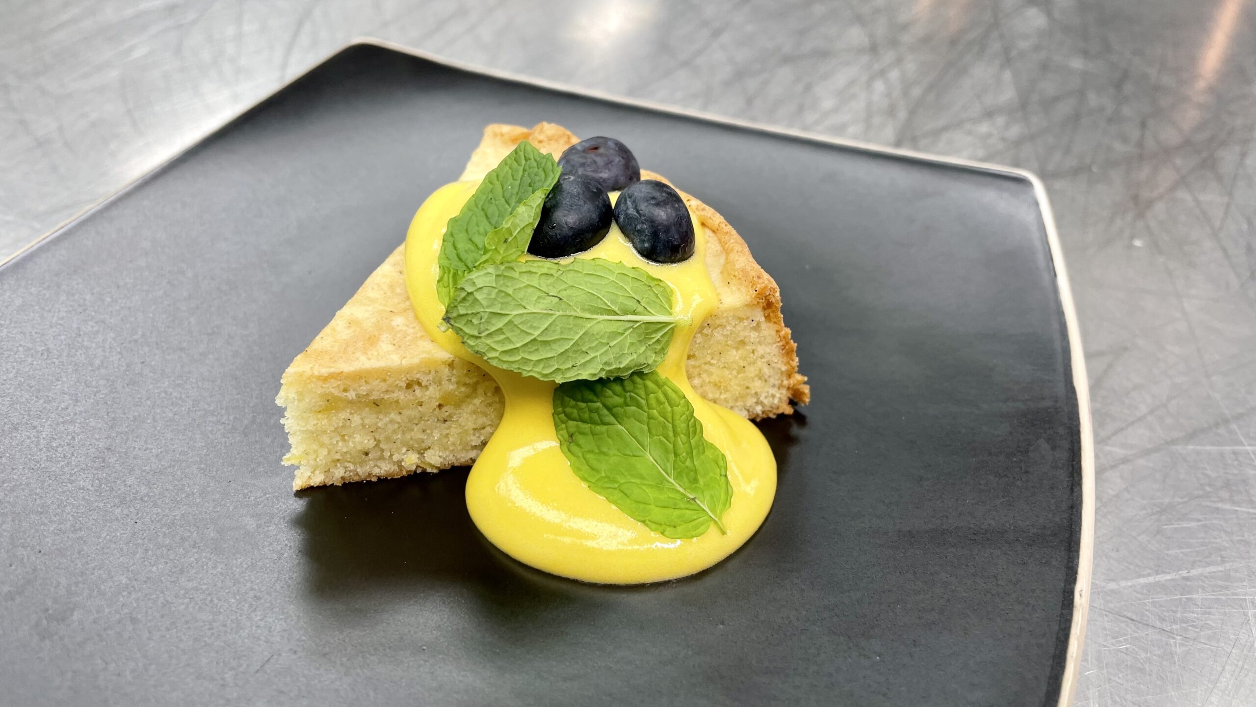 A slice of lemon lavender cake