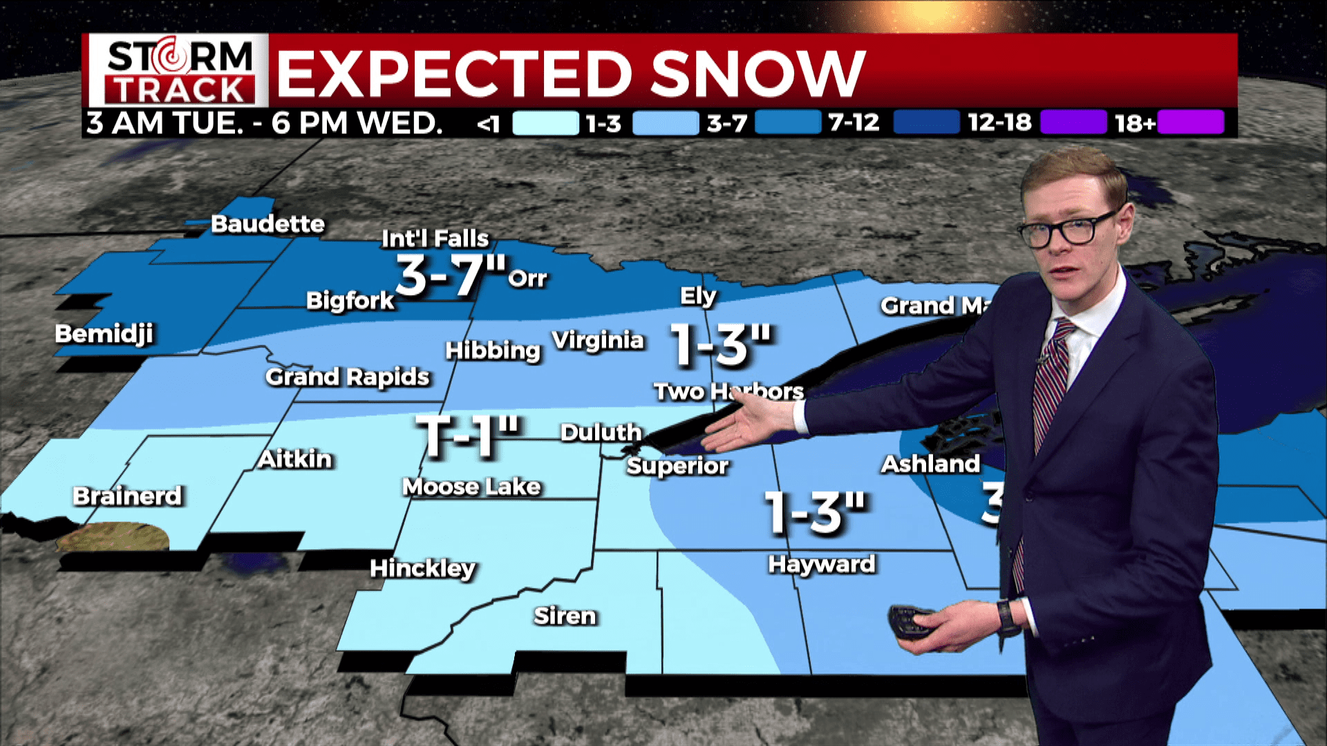 Brandon showing expected snow totals