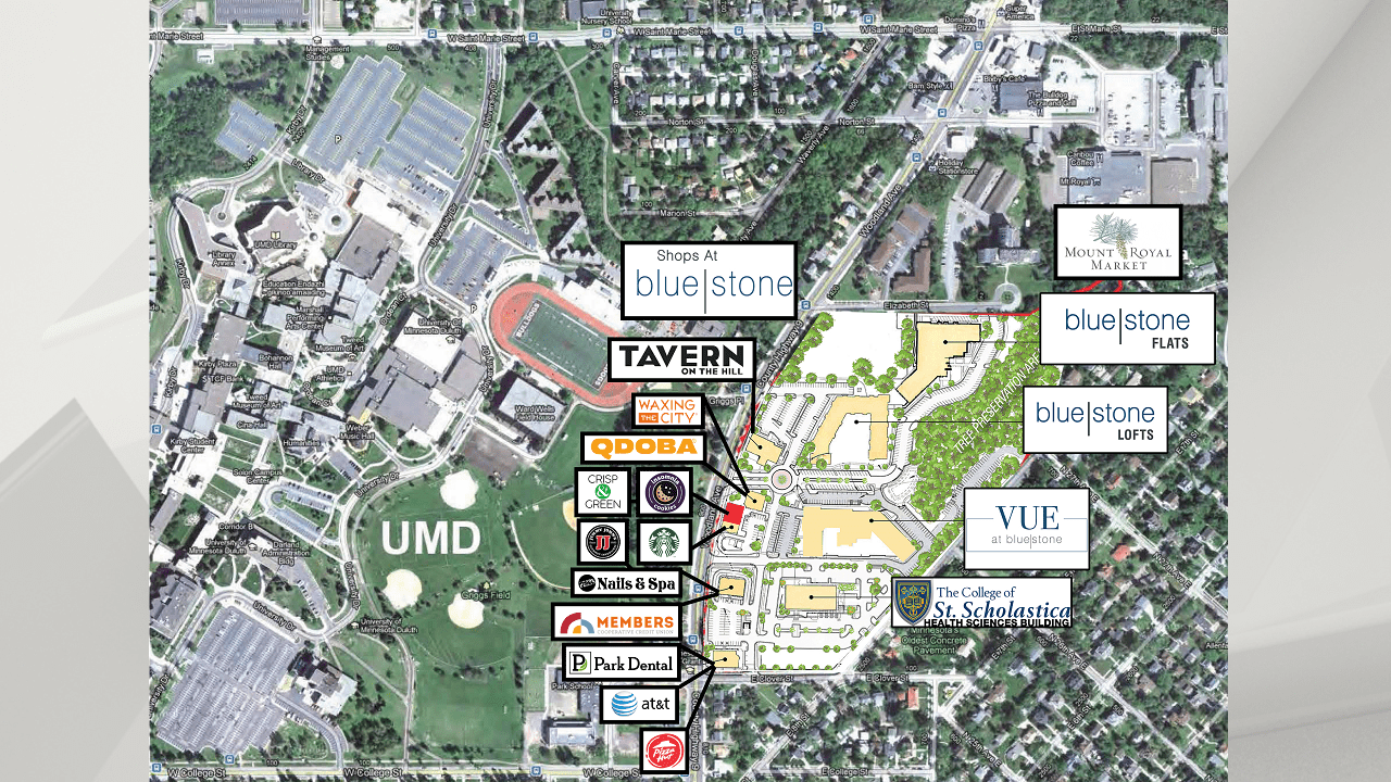 A map of the Shops at Bluestone