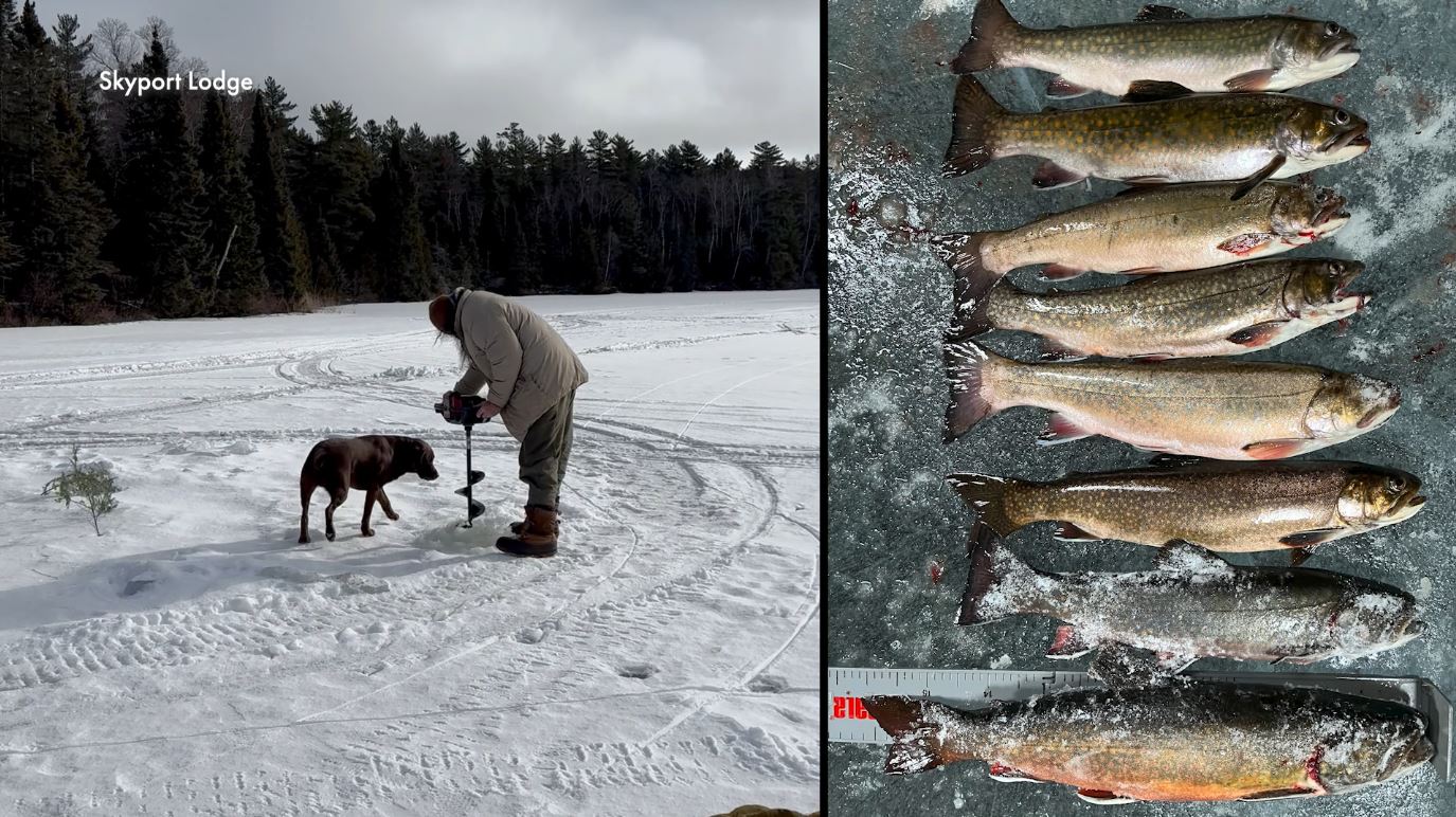 Photos of ice fishing courtesy of Skyport Lodge