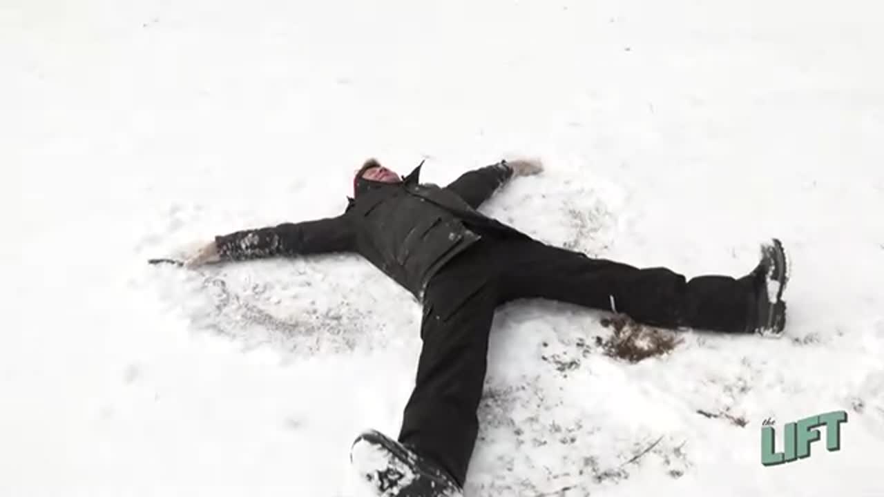 Kenny makes a snow angel