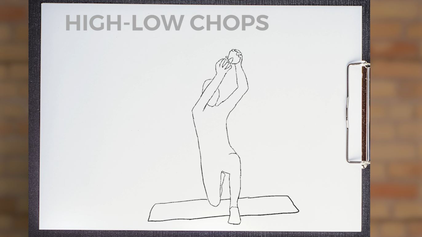 A sketch of a person doing a high-low chop
