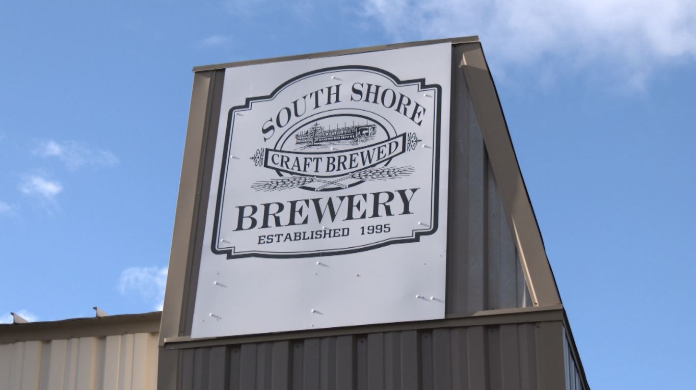 The South Shore Brewery sign in Washburn, Wis.