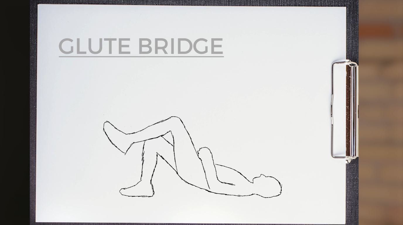 A sketch of a person doing a glute bridge movement