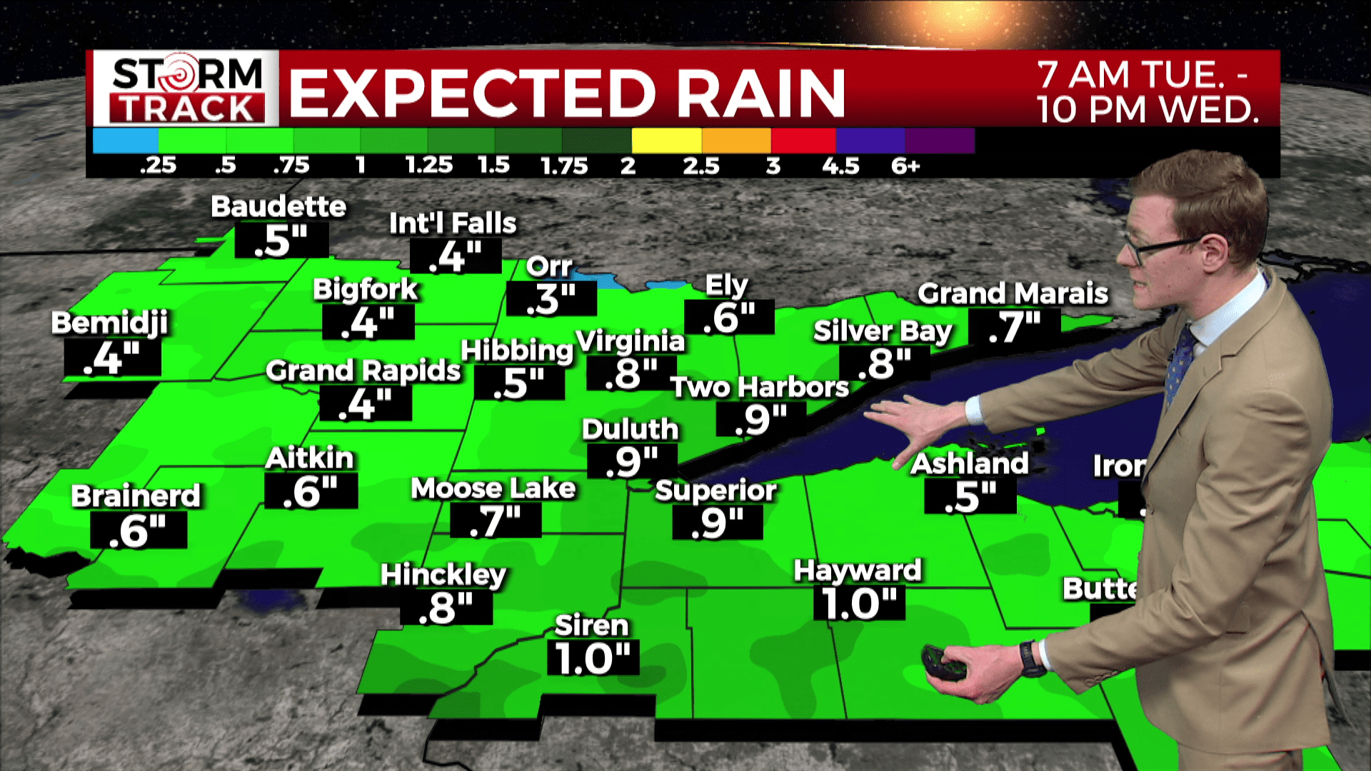 Brandon showing expected rain amounts