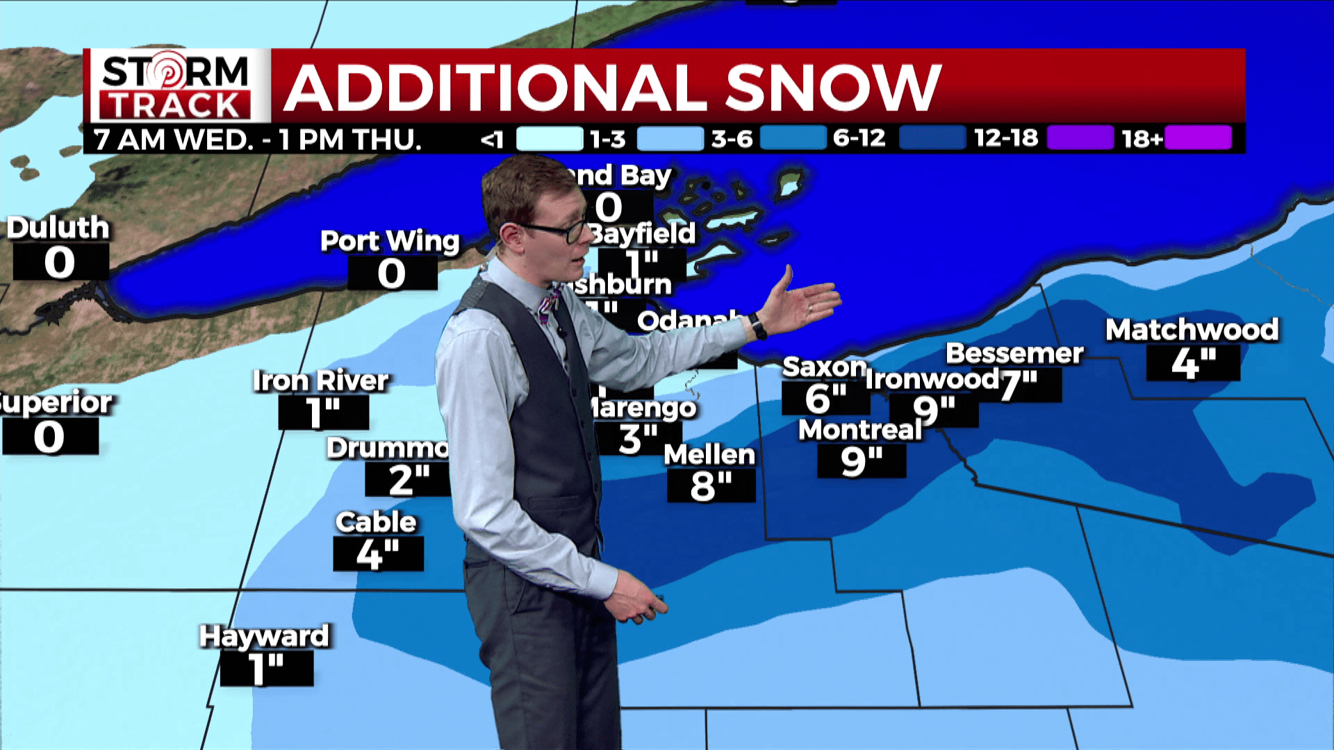 Brandon showing expected snow