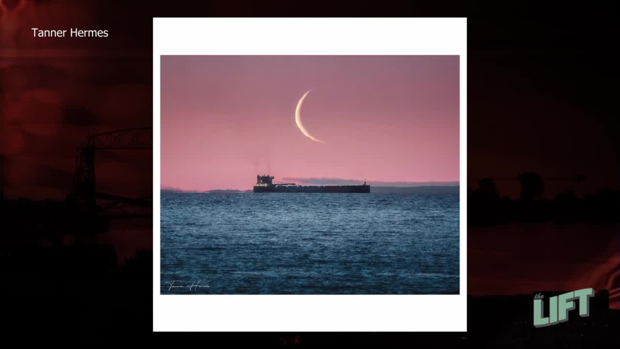Tanner Hermes' photo of the McCarthy sailing by as the crescent moon rose