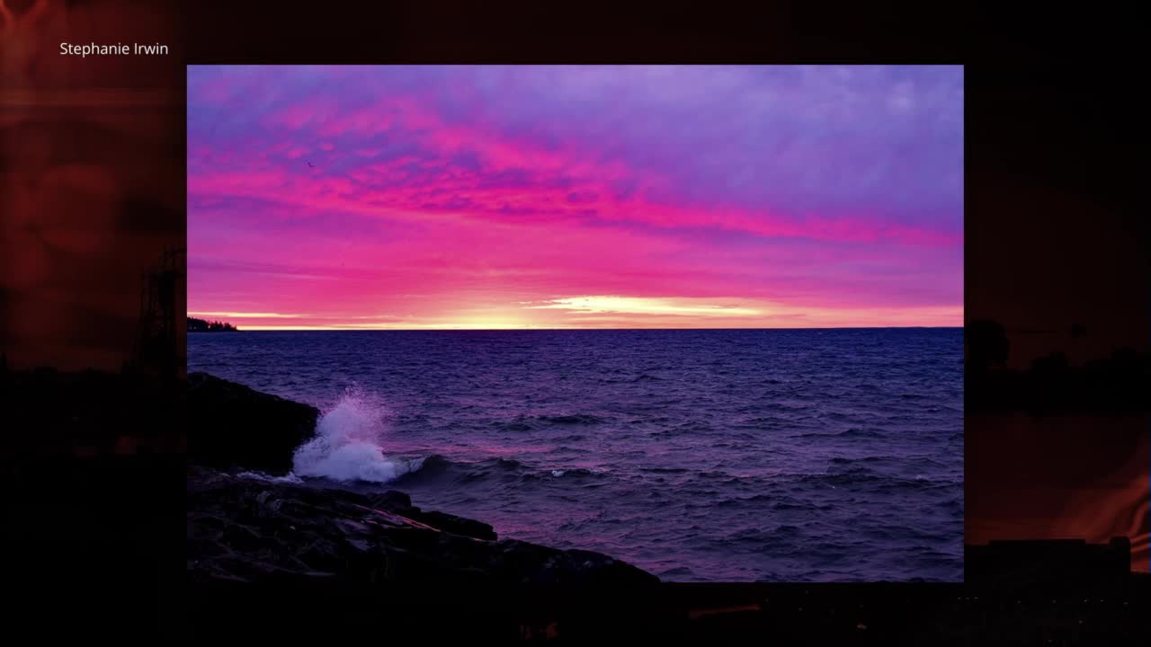 A red sky sunrise over Lake Superior